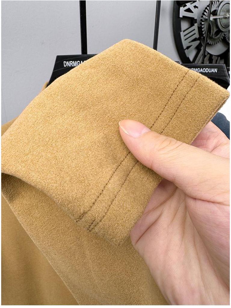 Мужской осенне-зимний вельветовый свитшот с длинным рукавом и молнией до середины груди - однотонный, теплый, универсальный топ