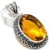 Natural Citrine Gemstone Handmade 925 Sterling Silver Jewelry Pendant 2.17" E7s01