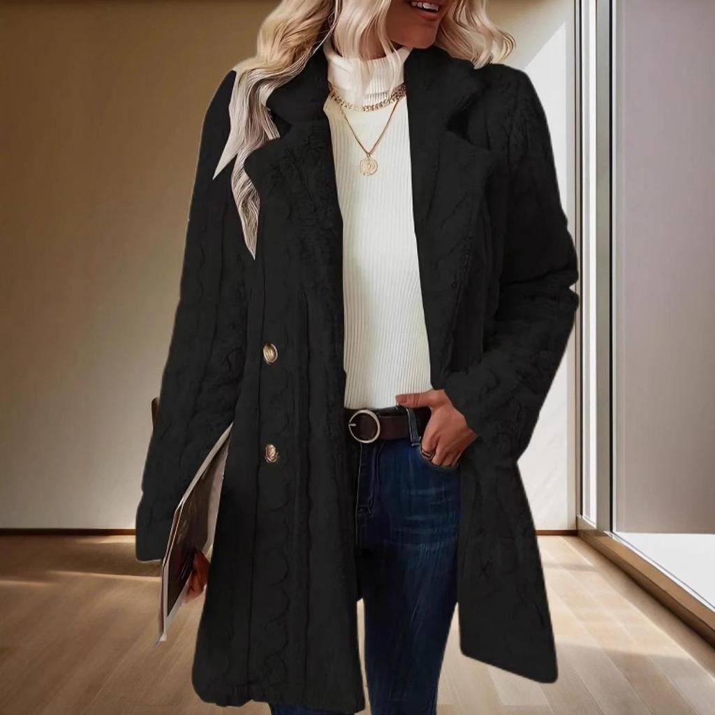 2025 Уютное двубортное пальто с воротником для женщин - Европейский и американский стиль
