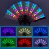 Foldable Hand Fan With Led Light Glowing Fluorescent Discoloration Fan For Night Performance Dj Bar Club Room Party Decoration