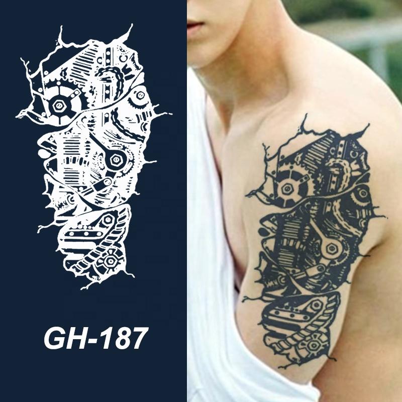 GH Hot Sale Waterproof Long Lasting Temporary Tattoos Stencil Body Art Arm Chest Leg Shoulder Tattoo Stickers for Girl Men Women