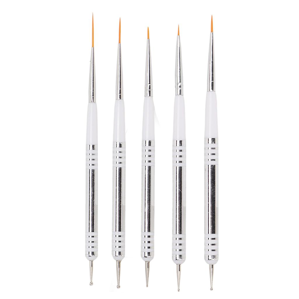 5 шт. кистей для нейл-арта, двухсторонние, для детализации, рисования, с тонким кончиком, ручки для доттинга для домашнего DIY, салонного маникюра