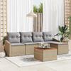 VidaXL 6-Piece Garden Sofa Set with Cushions Beige Poly Rattan Acacia 3347819