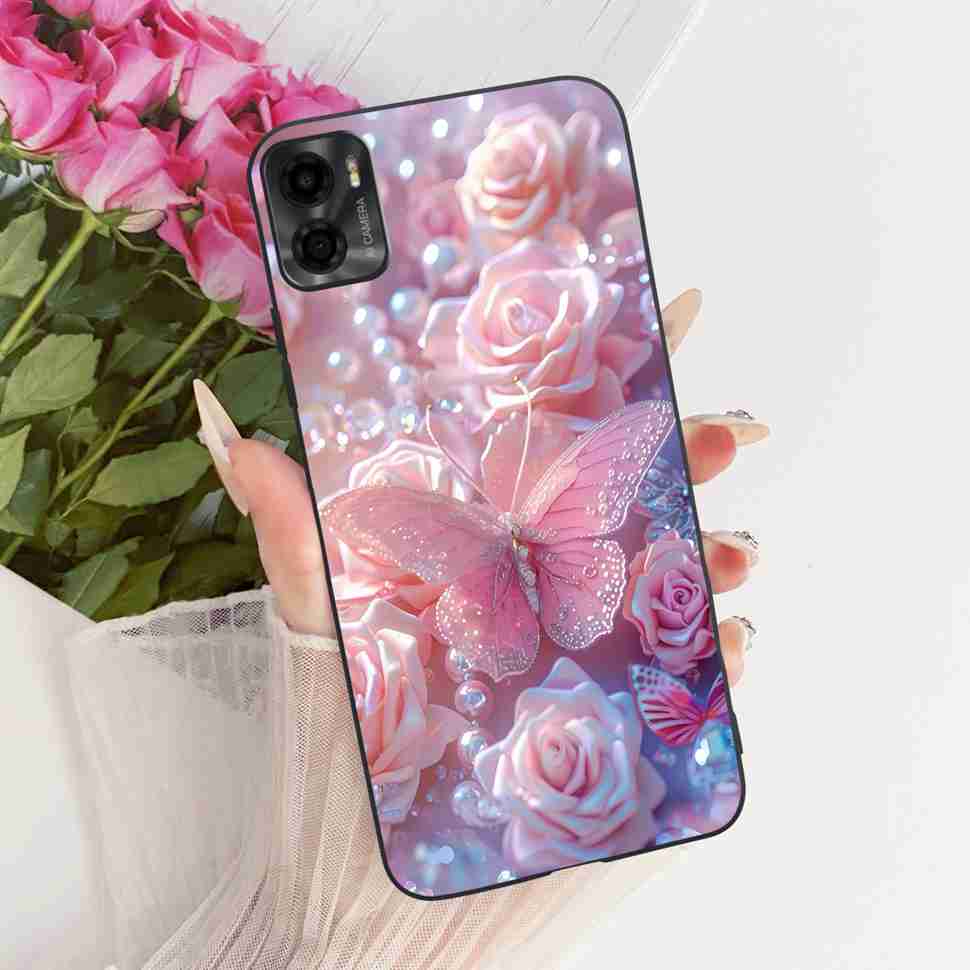 For Motorola Moto E22s 4G 6.5" Case Colorful Flower Cartoon Dragon Silicone TPU Black Cover For MOTO E22s E 22S 4G Phone Shell