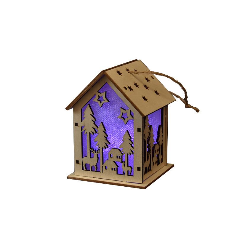 Деревянный домик, светодиодная лампа, работающая от батареек, многоцветная, домашние украшения, декор для рождественской елки, настольные украшения, подвесные огни