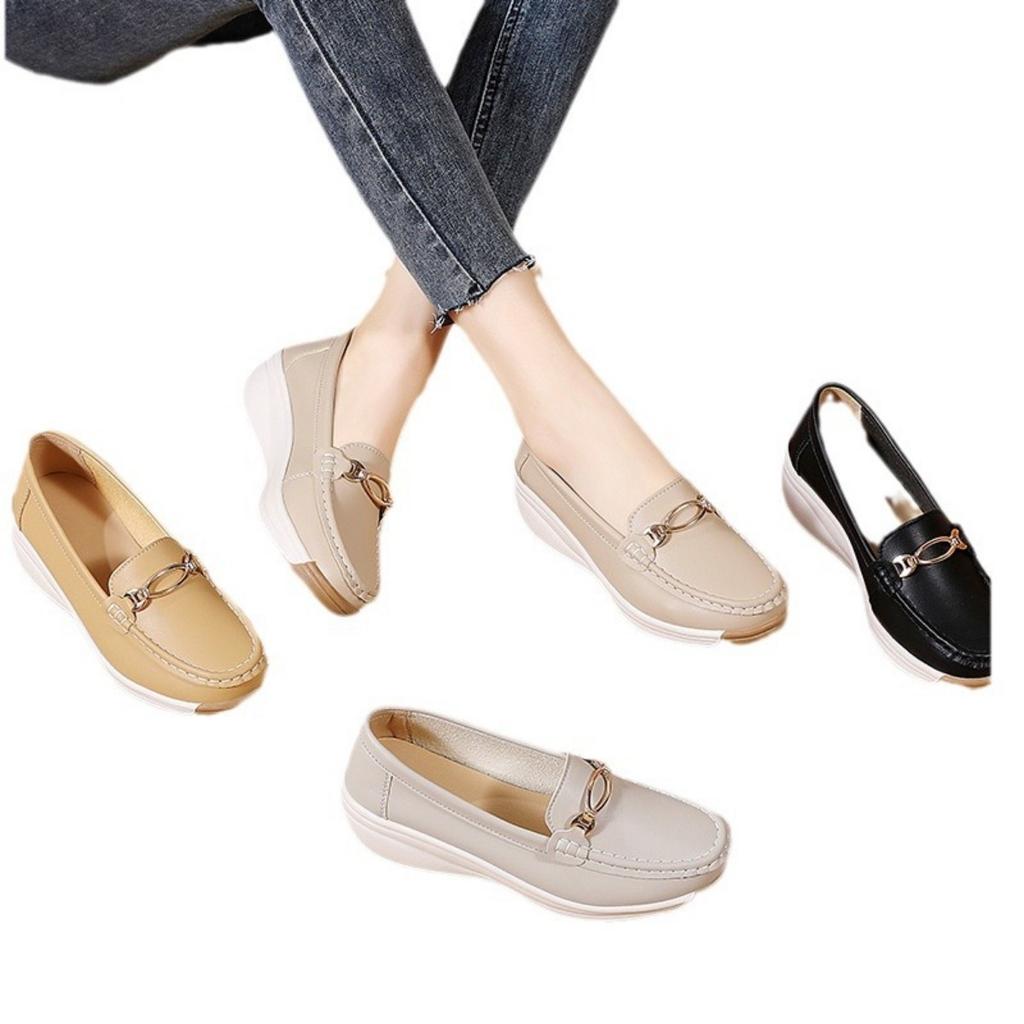 Женская удобная, легкая, дышащая искусственная кожа Face Four Seasons Universal Non Slip Casual Shoes - One Step Step Le Fu Shoes