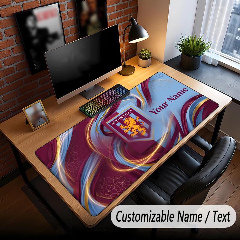 Large Mouse Pad Aston Villa Print Custom Name Text Desk Mat for Office Gaming