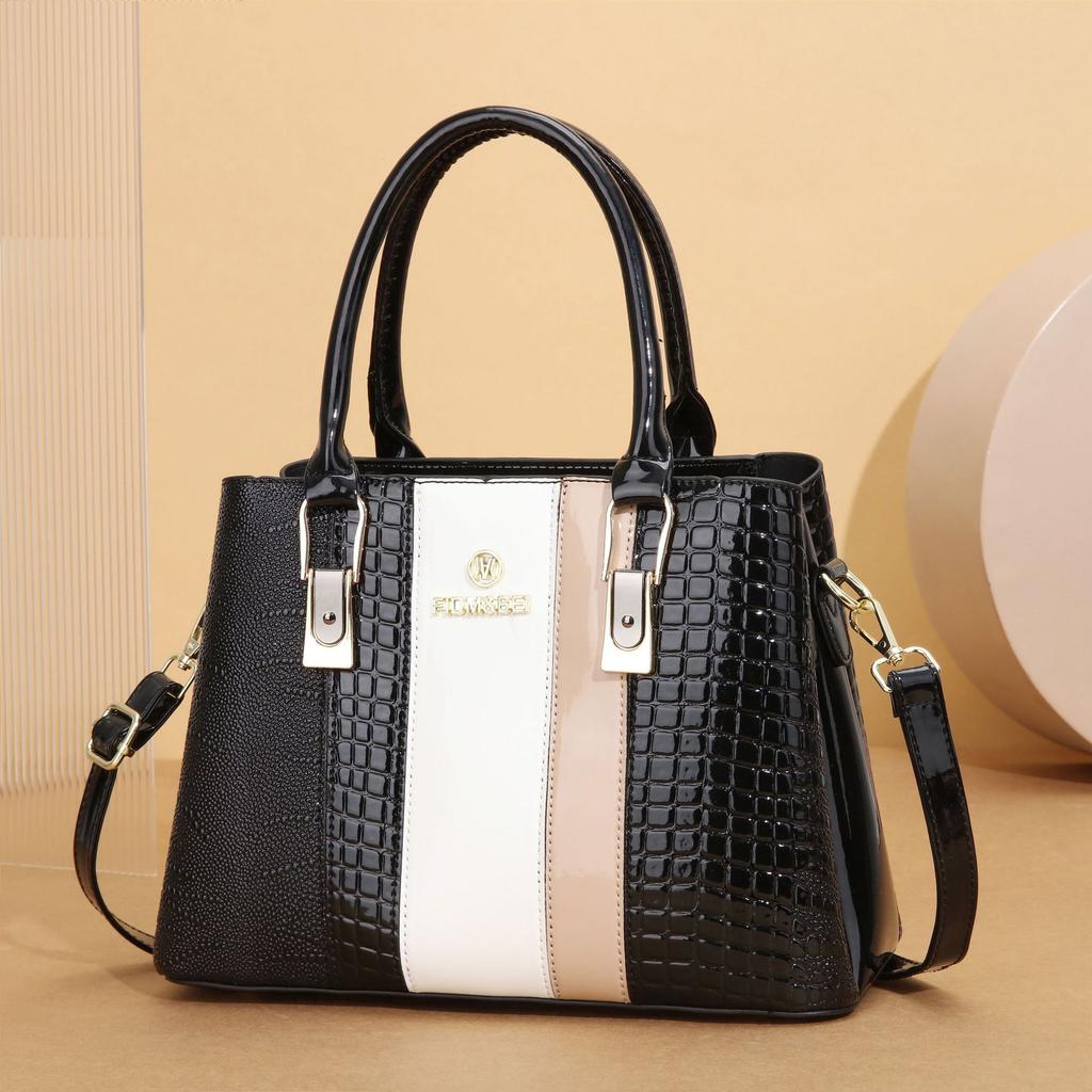 Сумка женская сумка продвинутый стиль 2025 новая текстура для матери среднего возраста сумка в лоскутной технике контрастного цвета большая вместимость сумка-тоут