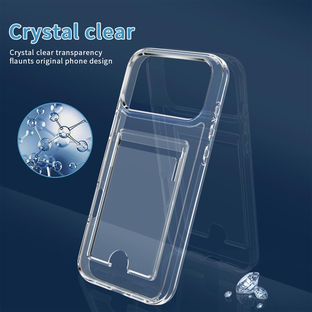 For iPhone 17 Pro Max Clear Case TPU+PC+Acrylic Cell Phone Case with Card Holder