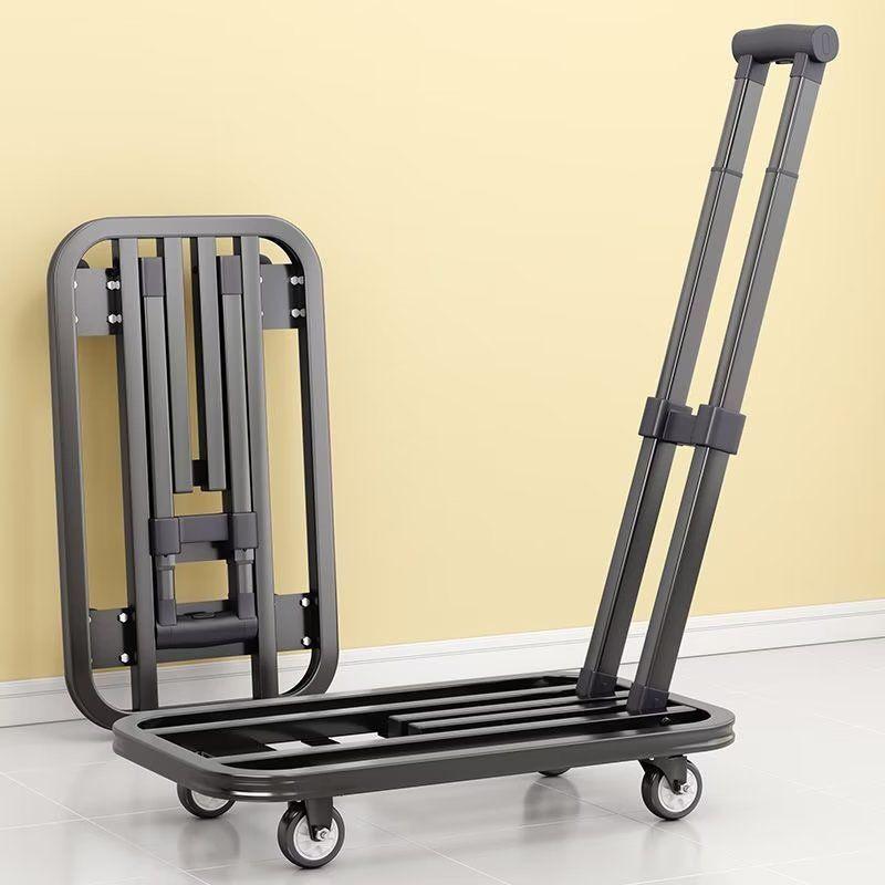 Four-Wheeled Silent Flatbed Hand Truck - Folding Trolley for Goods Transport