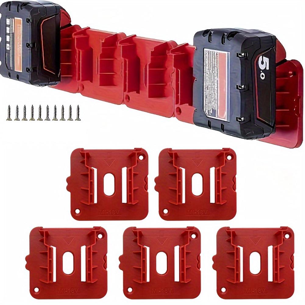 5pcs Battery Holder Battery Rack for Milwaukee M18 18V Battery Storage Battery Dock Mount for Work Vans Shelves And Toolboxes