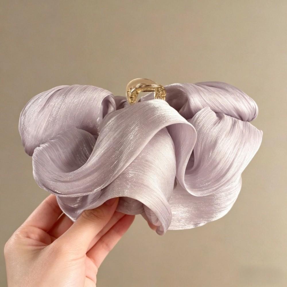 Tulle Material Pleated Hair Claw PC Mesh Flower Hair Clip Elegant Shark Clip Half Up Hairstyle
