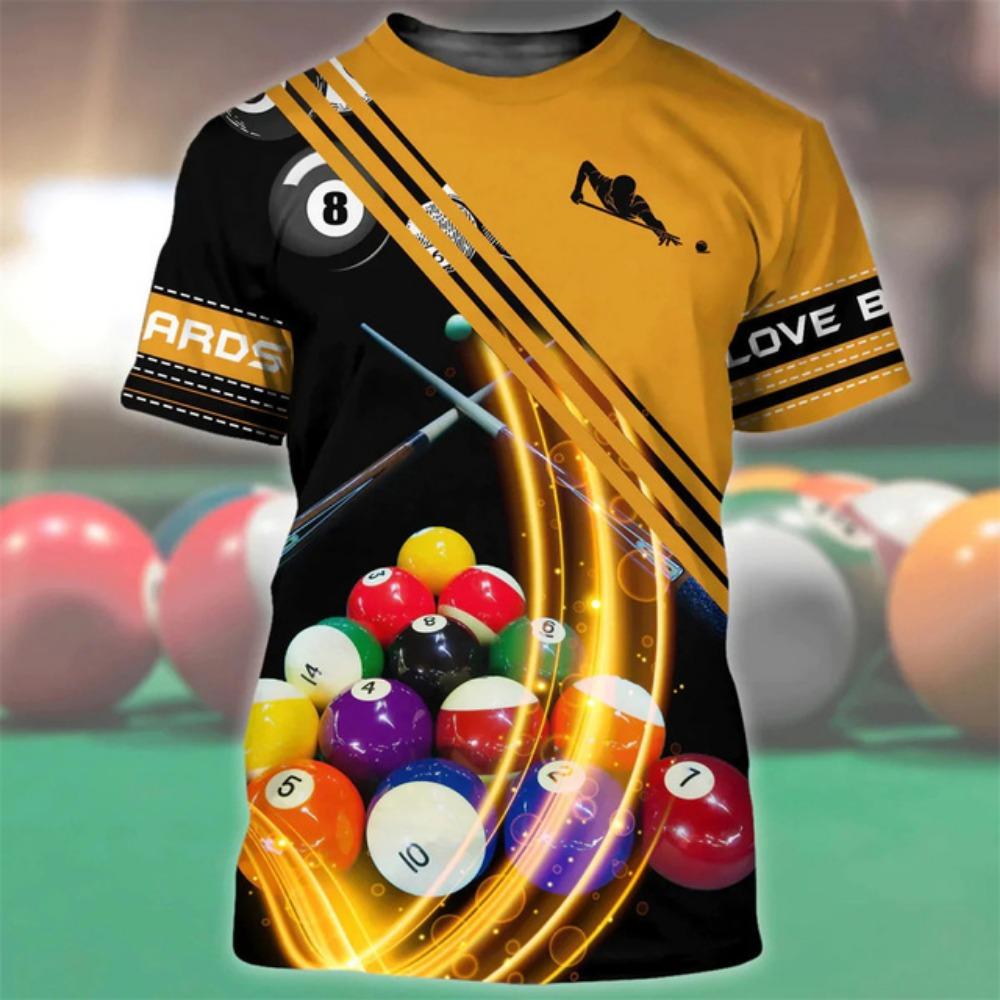 Летняя мужская футболка «Бильярд № 8», черный шар с 3d принтом, высококачественная мужская верхняя праздничная повседневная одежда, повседневная уличная одежда с коротким рукавом