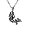 Fashion Titanium Steel Double Snake Pendant Trendy Male Personality Double Snake Wrap Necklace Men