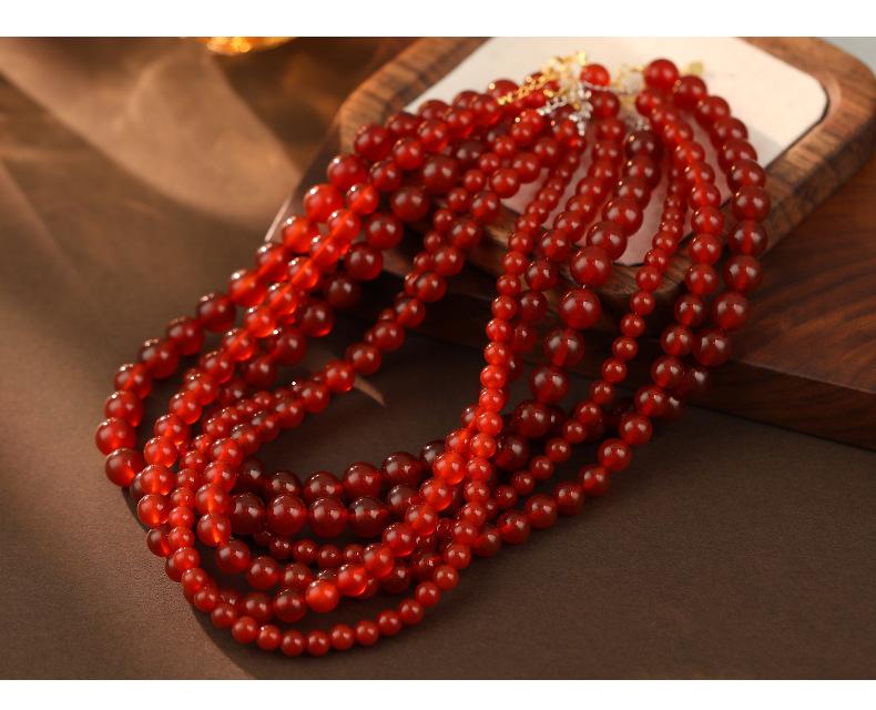 Колье из красного агата Banyan Tree с серебряной цепочкой S925 - Ручная работа, ретро-стиль, цепочка для ключиц для женщин.