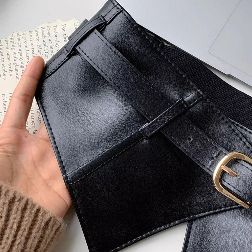 Регулируемый Эластичный Куммербунд Кожаный Корсет на Талию Элегантный Широкий Пояс Платье