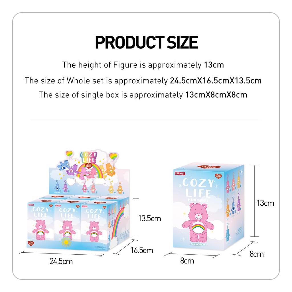 POP MART Care Bears Cozy Life Series Plush Toy [1 Piece] Pop Mart Gachapon Blind Box Figure Plastic Model Premium Toy PVC Soft Vinyl Original