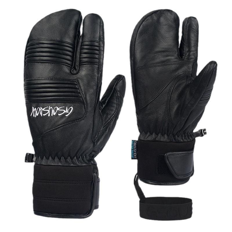 Waterproof Leather Women Snow Gloves Outdoor Mountain Sport Man Skiing Mittens Motocycle Warm Snowboard Mitts Inner 5 Fingers