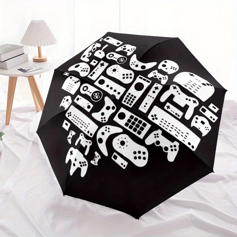1pc Gamer Console Automatic Folding Umbrella Portable Collapsible Design, 8-Rib Iron Frame, Durable Fabric, All-Season Casual Outdoor 169
