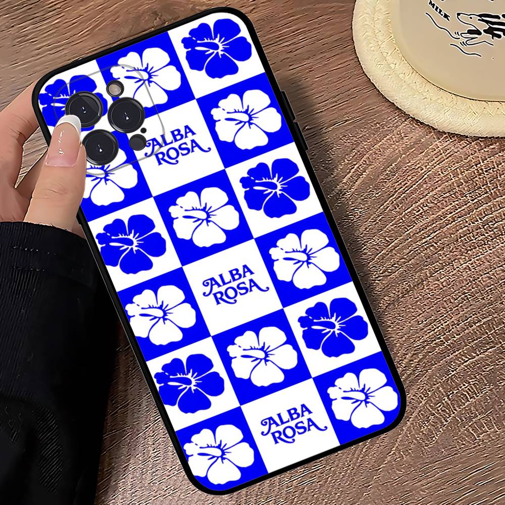 Модный Чехол Для Телефона A-ALBA R-ROSA Для IPhone 17 16 15 14 13 12 11 Pro Max Plus Mini Силиконовый Черный Чехол