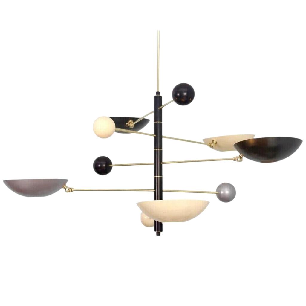 5-ламповый подвесной светильник Mid Century Modern Raw Brass Sputnik люстра Fixtu