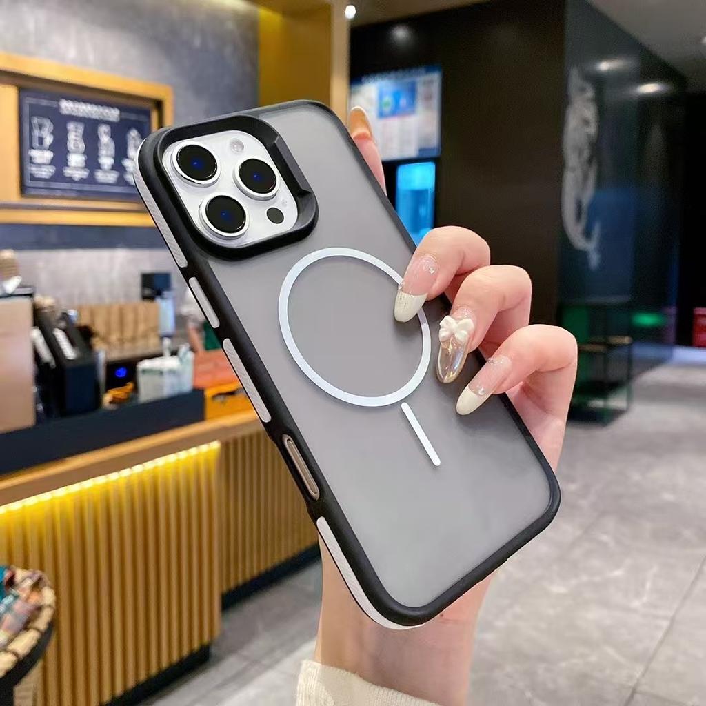 Подходит для Apple 16, Двухцветный, с покрытием Skin-feel, Магнитный чехол с тонким кольцом, Защитный чехол-броня с полной защитой в стиле Ip16/15/14pm