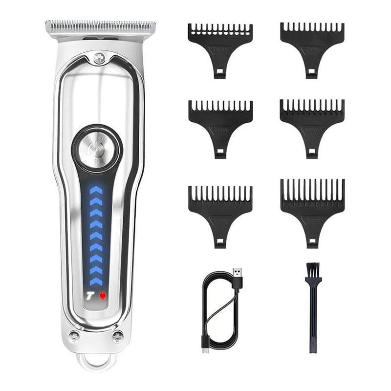 Silver Stainless Steel Hair Clipper For Profressional Barbers & Personal Self-Cutting Trims All Types Of Hair, Beard, Mustache