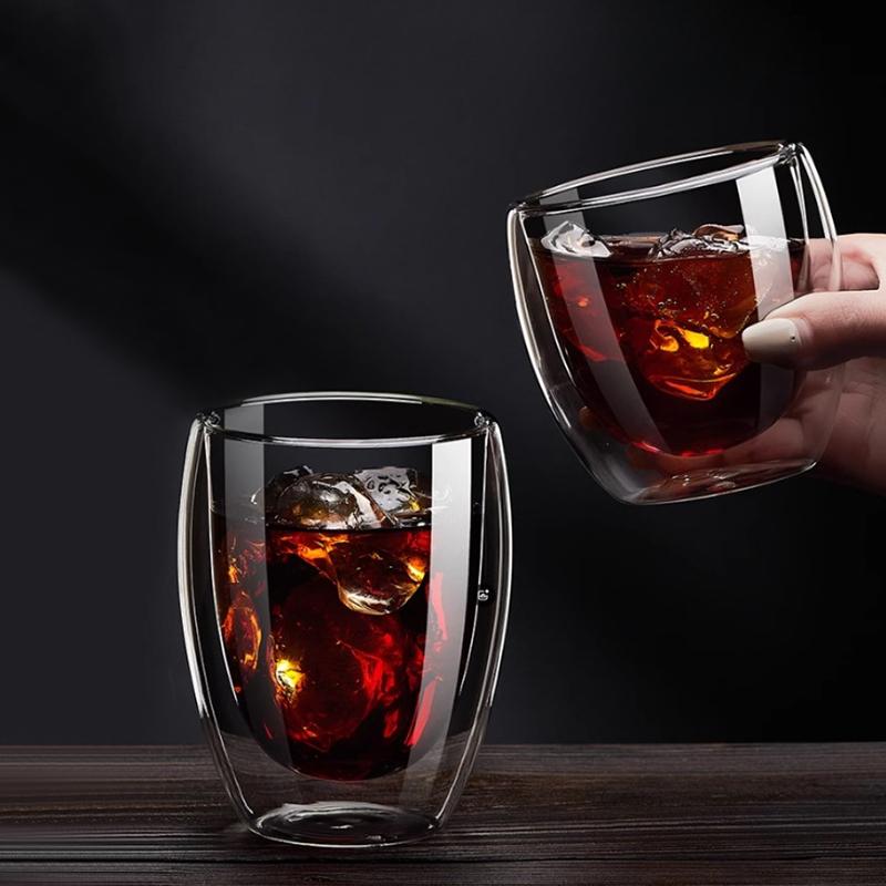 80ml/225ml/320ml Latte Coffee Cup Cocktail Glass Juice Mug Double Wall Glass Cup Heat-resisting Water Bottle Household Glassware