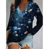Women's T-Shirt Floral Graphic Flower Elegant Fashion Tee Long Sleeve T-shirts V-Neck Regular Tops Pullover Fall Winter