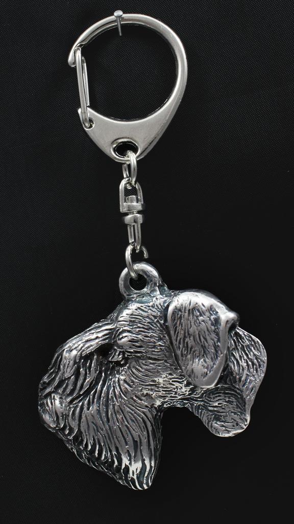 Cesky Terrier, Czech Terrier, Bohemian Terrier - Silver-plated Key Ring with Dog, Handbag Decoration, Backpack Pendant by Art-Dog Brand