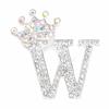 Crown 26 Initial Letters A To Z   Brooch Pins Women