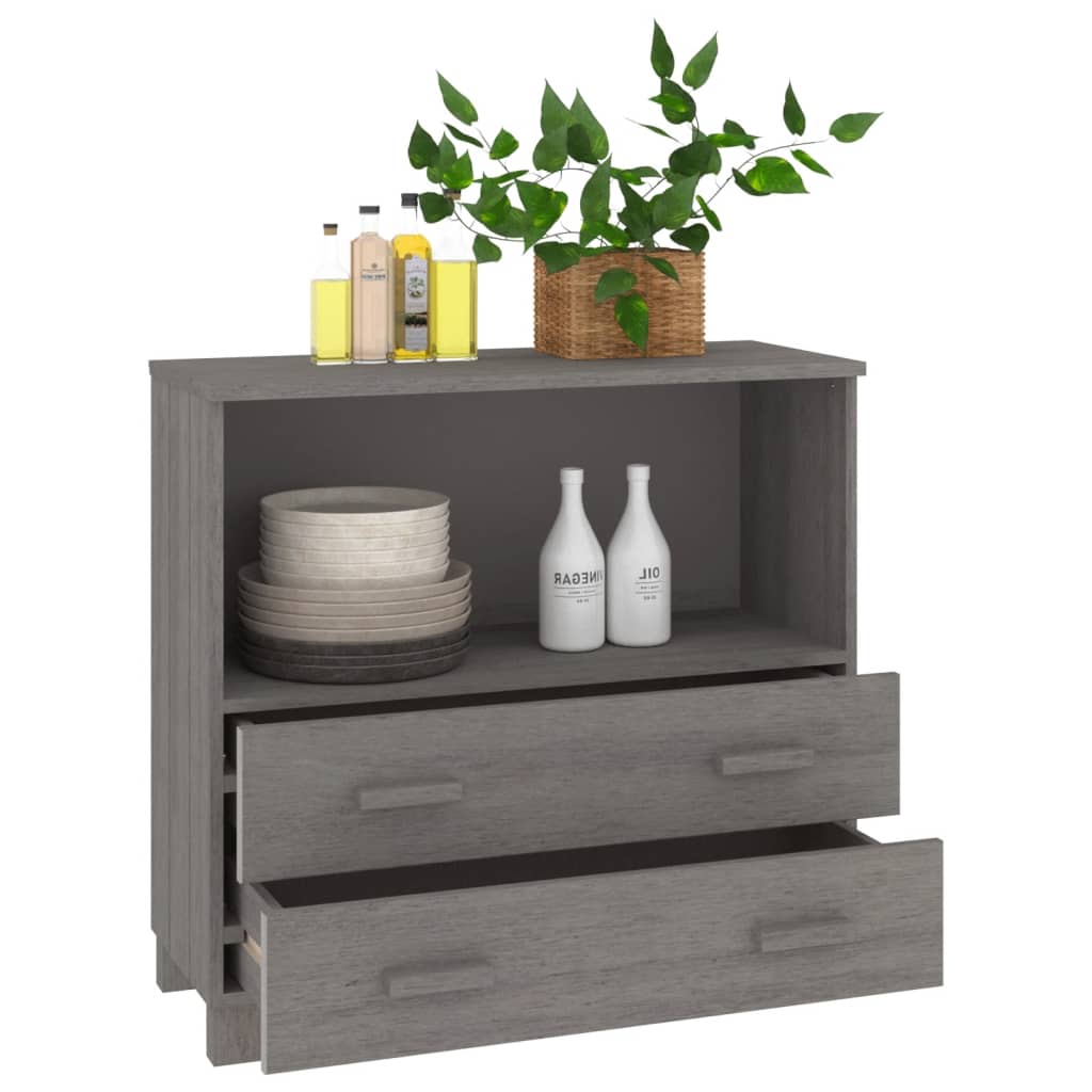 vidaXL Sideboard HAMAR Hellgrau 85x35x80 cm Massivholz Kiefer