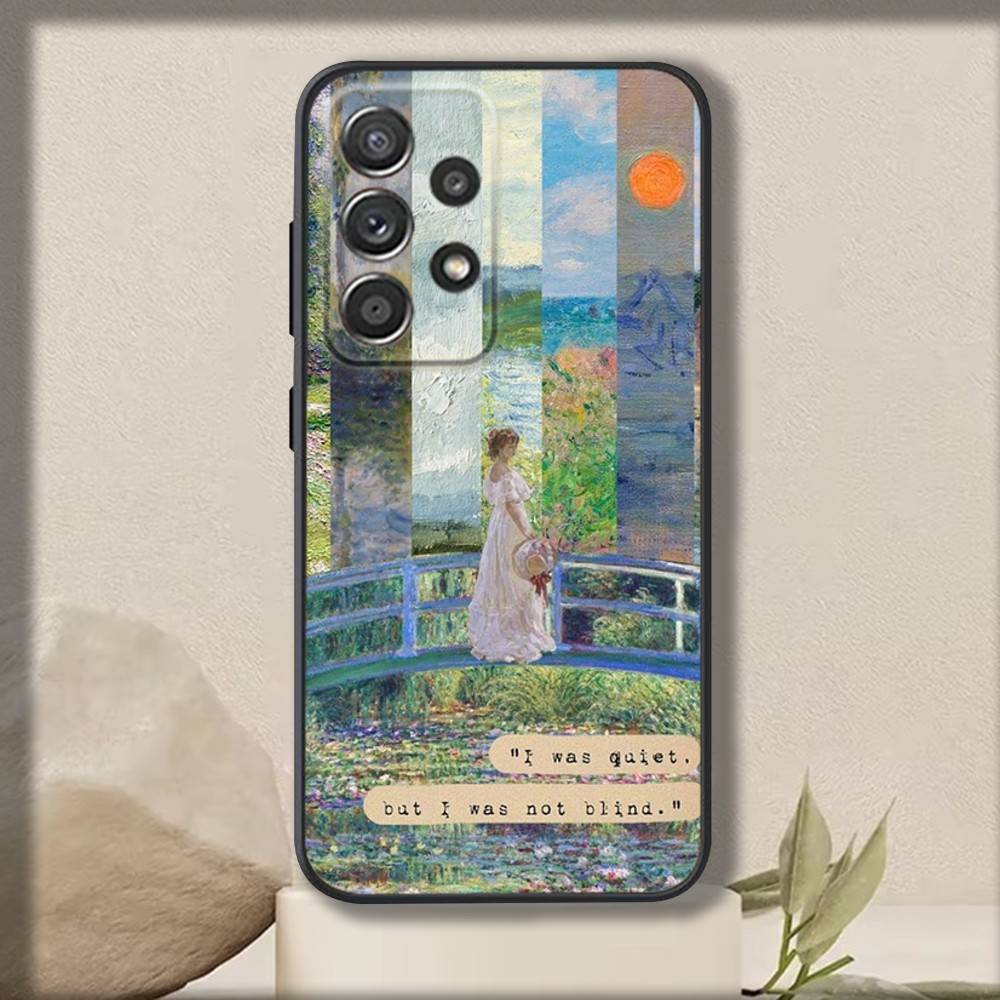Чехол Art M-Monet Claudes для телефона Samsung S 25, 24, 23, 22, 30, 21, 10, 9, Ultra, Plus, Lite, FE, 4, 5 G, мягкий черный.