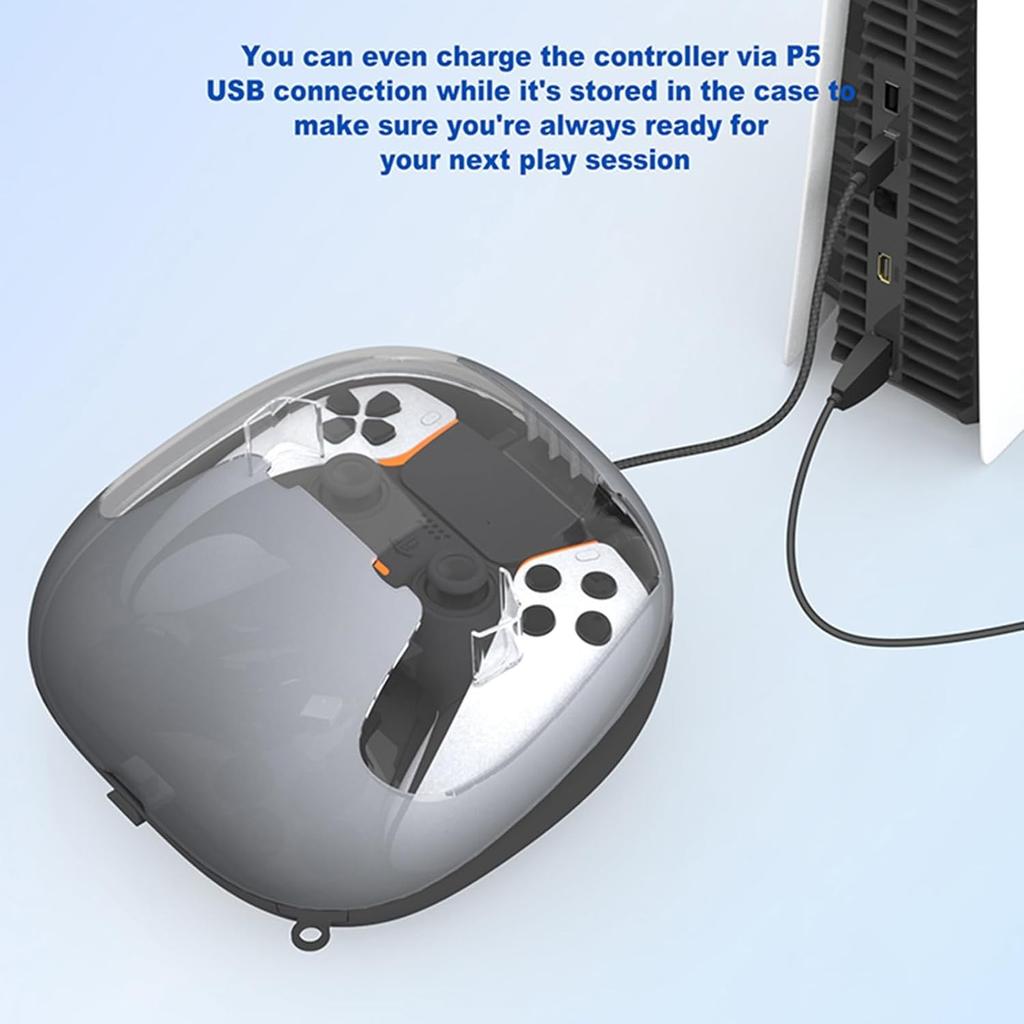 Чехол для зарядки для контроллера PS5/PS5 Edge Dual Sense, жесткий защитный чехол, чехол для хранения, сумка для переноски с зарядным кабелем и шнурком