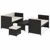 5-piece Garden Furniture Set with Cushions - Black - 130 X 70 X70 Cm