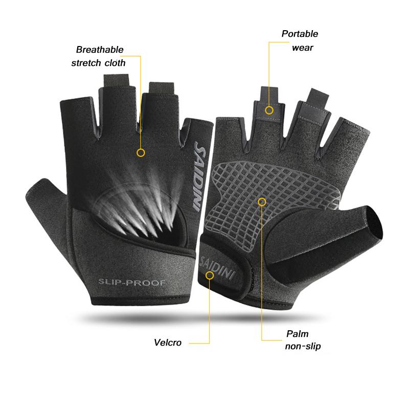 Дышащие перчатки с гантелями для тренажерного зала с половиной пальца, мужские и женские спортивные перчатки для бодибилдинга и кроссфита для езды на велосипеде, противоскользящие