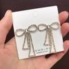 Модные женские висячие серьги с бантом в корейском стиле, серьги с бантом и жемчугом, длинные модные женские украшения