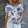 Повседневная свободная футболка большого размера с короткими рукавами с синим и белым узором и цифровой печатью 3D