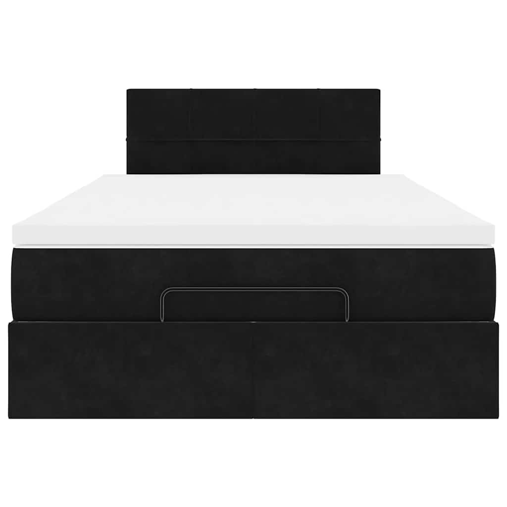 Enjoy restful nights with this ottoman bed with mattress in black 120 x 200 cm velvet fabric