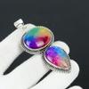 Rainbow Solar Quartz Gemstone Handmade 925 Sterling Silver Jewelry Pendant, Double Stone Pendant, Top Quality Gemstone Pendant Gifts For Friend