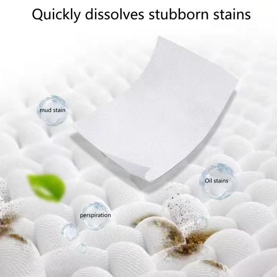 30Pcs Washing Paper No Harsh Ingredients for Dorm Disposable Deeply Stain Fighting Detergent Sheet Practical High Efficiency