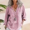 Women Shirt V-neck Long Sleeve Solid Color Pullover Tops Loose Fit Casual Tee Shirt Work Office Vacation Daily Wear