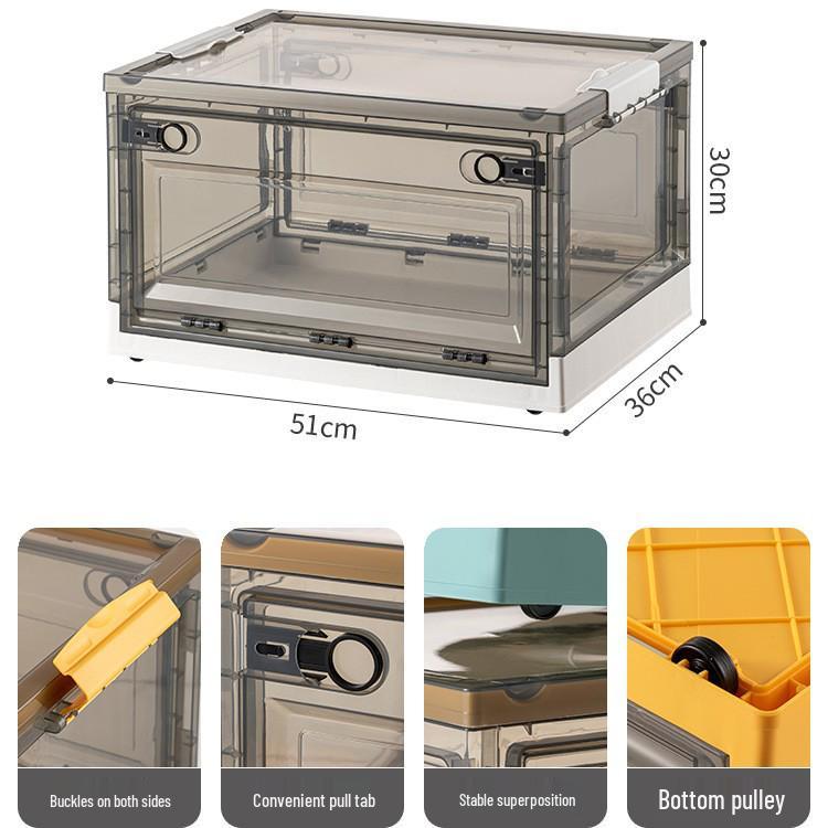 Большой уличный портативный прозрачный складной ящик для хранения одежды, игрушек, закусок, книг - пыленепроницаемый и идеально подходит для домашнего использования.