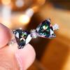 Luxury Female Rainbow Stone Bowknot Engagement Ring Trendy Color Bride Wedding Jewelry Gift For Women