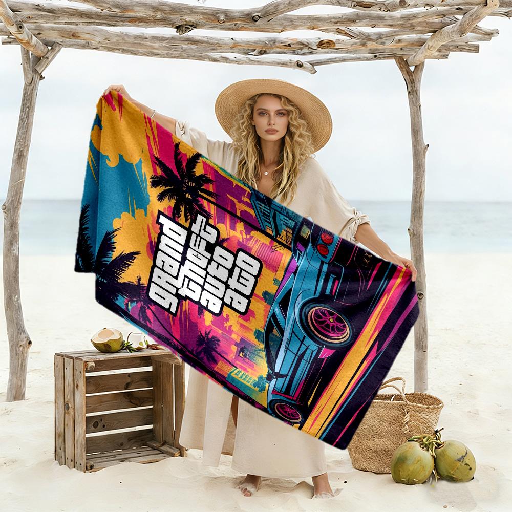 Grand Theft Auto Beach Towel Super Soft Absorbent Comfortable Lightweight Suitable for Swimming Gym Camping Yoga Vacation