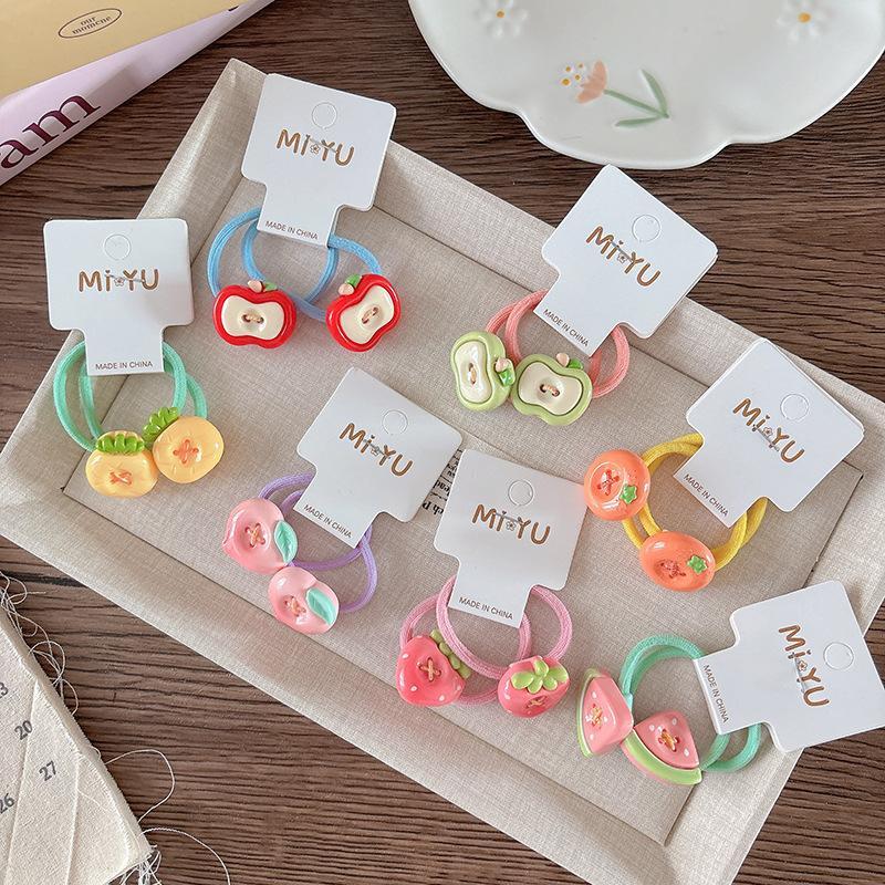 Милая мультяшная детская фруктовая эластичная резинка, летняя коса для девочек, разноцветная резинка для волос и повязка для волос, принцессина резинка для волос и аксессуар для волос