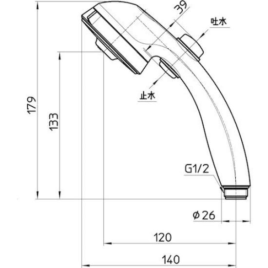 SANEI Shower Hand Head, Massage, Stop, PS3235-80XA-MW2