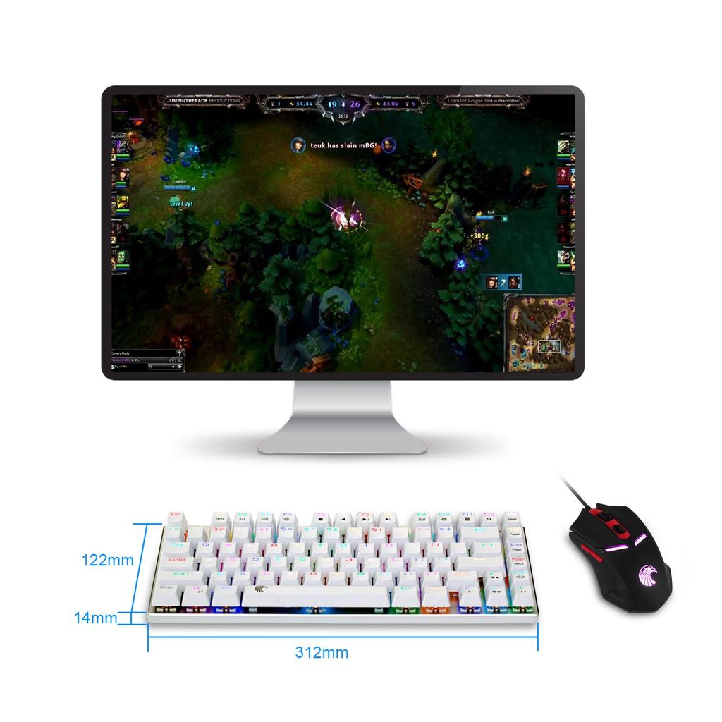 Gaming 81 Keys with Red Mechanical Gaming Keyboard with RGB LED USB Fast Waterproof Gaming Keyboard e-Element Keyboard, Anti-Ghosting Switches,