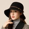 Осенне-зимняя шерстяная шляпа-рыбак с поясом, женская шерстяная шляпа-тазик
