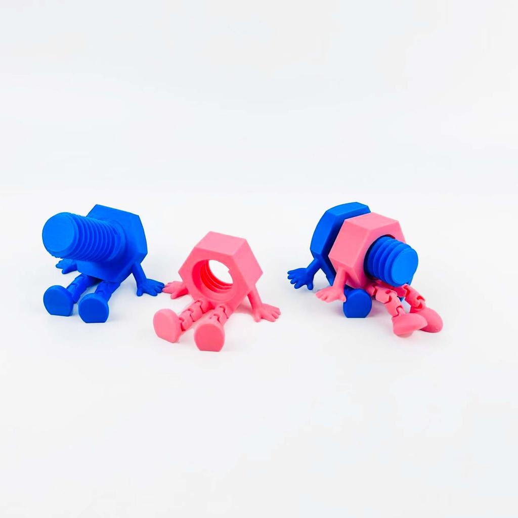 1pc 3D printed PLA material movable joint bolts and nuts, cute home decoration desktop ornaments, holiday gifts.